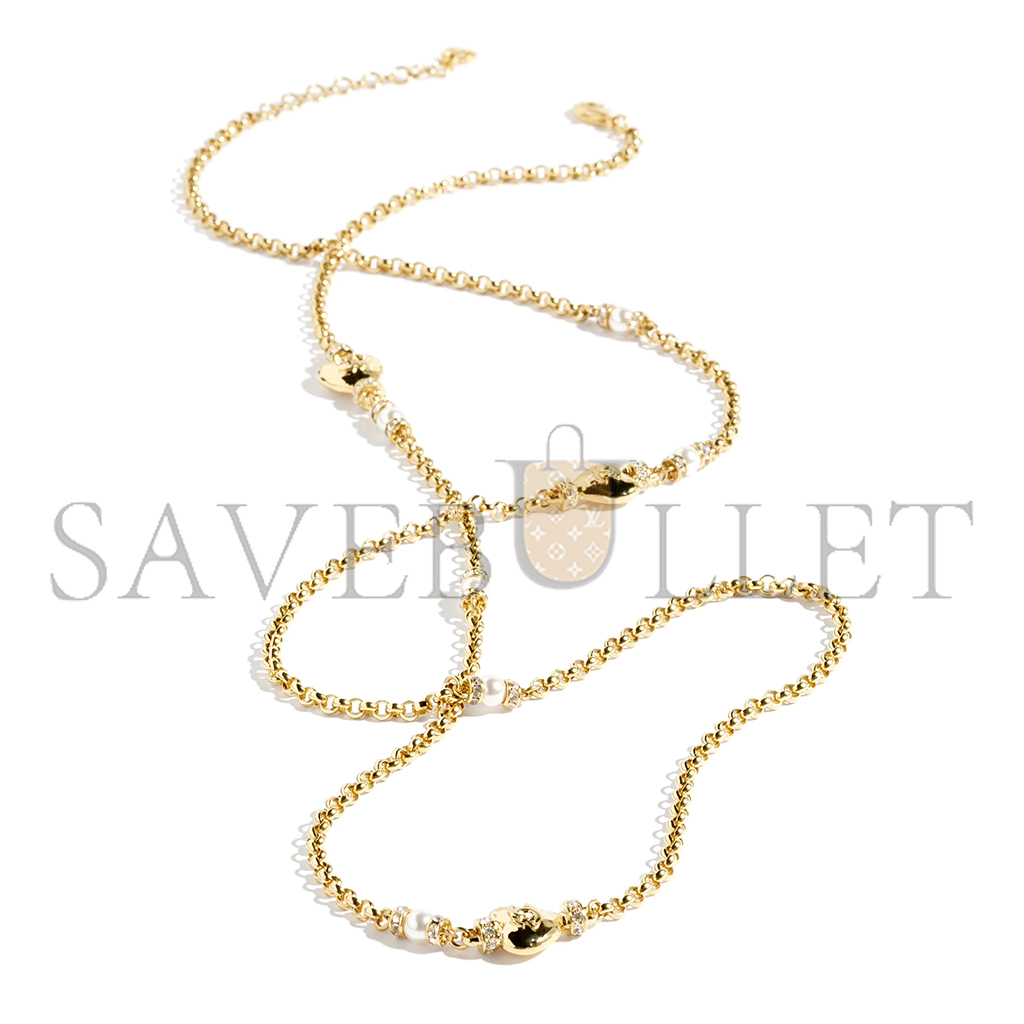 Ch*el metal long necklace abd083